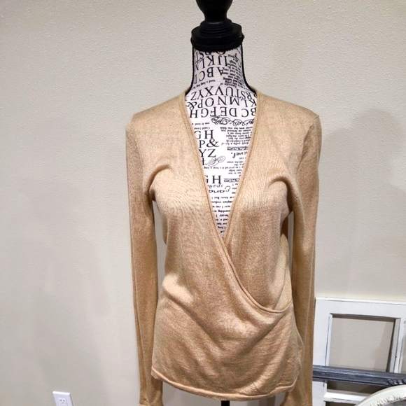 Tex by Max Azria women size Med. FINE knit, wool blend,  faux wrap sweater - Picture 1 of 10